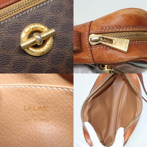 CELINE Macadam Canvas Shoulder Bag Pvc Leather Brown - Picture 11 of 13